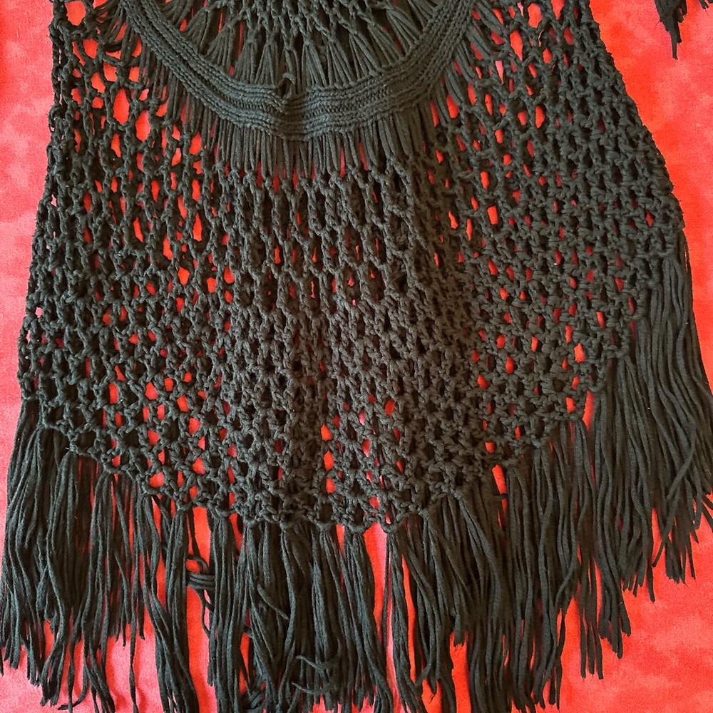Black Crochet Fringe Top - Picture 6 of 11